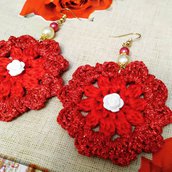 Orecchini fiore rosso