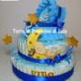 Torta di Pannolini culla carrozzina Pampers Baby Dry + bavaglino personalizzato topolino Minnie idea regalo nascita baby shower battesimo