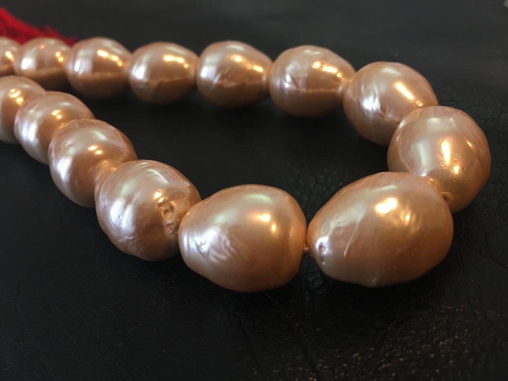 Collana Di Perle Kasumi Barocche Bianche Naturali 20mm - Lunghezza 46cm - Artigianale