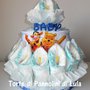 Torta di Pannolini grande mazzo fiori bouquet Pampers + bavaglino personalizzato idea regalo nascita battesimo baby shower