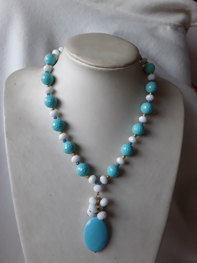 Collana Vintage Bohémien Con Pietra Di Luna Turchese - Ciondolo A Goccia In Lega, Lunghezza Regolabile, Gioiello Artigianale Per Donne E Ragazze