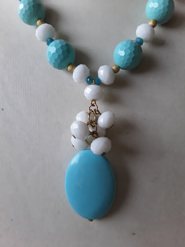 Avalaya Collana In Legno Flessibile Con Perline Tonde – Colori Menta, Turchese E Verde Lime, Lunghezza 48 Cm, Gioiello Etnico Elastico - 3