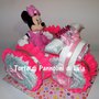 Torta di Pannolini Pampers triciclo peluche Minnie idea regalo nascita battesimo baby shower