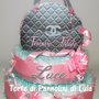 Torta di Pannolini femmina Borsa Borsetta Pochette Pampers Baby Dry idea regalo nascita battesimo baby shower