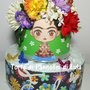 Torta di Pannolini Pampers Baby Dry Frida Kahlo idea regalo nascita battesimo baby shower gravidanza fiori