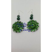 orecchini pendenti verde acceso fatti a mano con capsule del caffè - Linea Gift eight