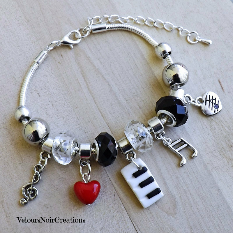 Elli Bracciale Donna In Argento 925 Con Ciondolo Chiave Di Violino E Nota Musicale - Gioiello Fatto A Mano, Elegante E Moderno, Per Musiciste E Appassionate Di Musica