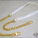 Tracolla per borsa lunga cm.130 - similpelle lucida bianca, impunturata con doppia gala, catena argento o oro 