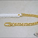 Tracolla per borsa lunga cm.100 - similpelle lucida bianca, impunturata con doppia gala, catena  argento o oro 