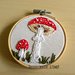 MINI Ricamo in telaio - embroidery Funghi rossi - ricamato - idea regalo cornice - miniature kawaii