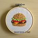 MINI Ricamo in telaio - Embroidery -Hamburger panino con formaggio, insalata, pomodoro- idea regalo kawaii handmade