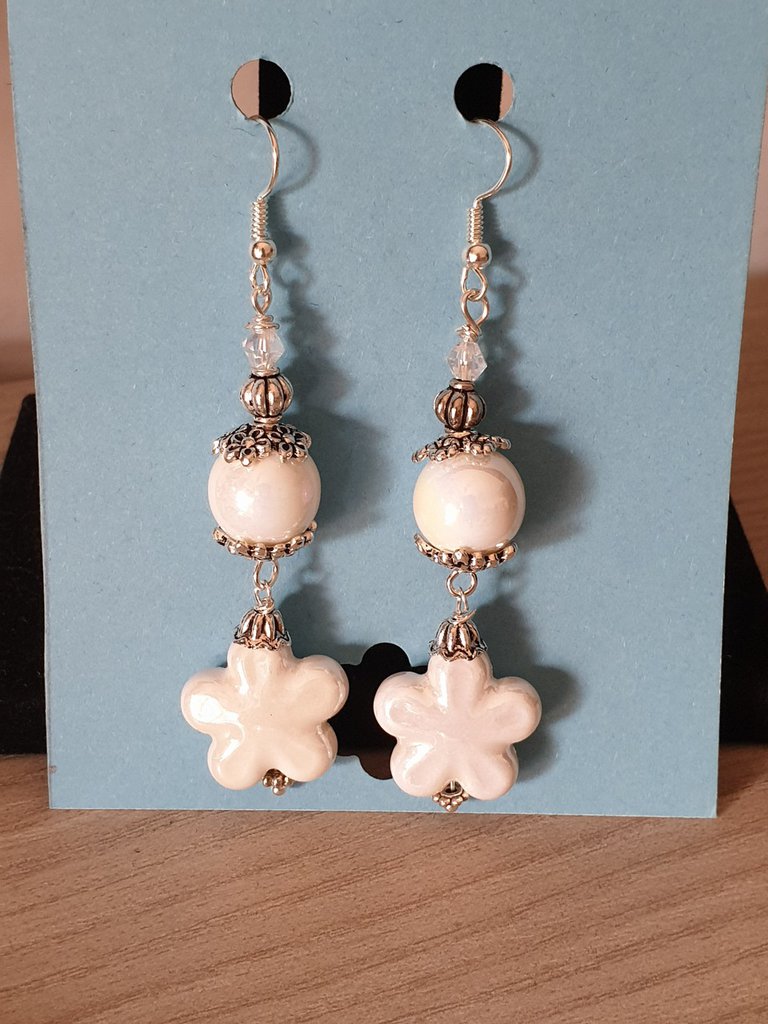 PHNIBIRD Orecchini Donna A Doppio Fiore Bianco Pendenti - Argento 925 Placcato Oro 14K Con Zirconi, Regalo San Valentino