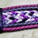 BRACCIALETTO TWIST 13 - con cordini intrecciati lilla, viola, bianco, grigio e nero + cabochon glitter NICHEL FREE