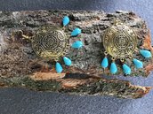 Orecchini importanti, stile etnico-chic con gocce di cristallo turchese