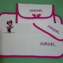 Set tovagliette scuola personalizzate, con ricamo di minnie