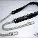 Tracolla per borsa lunga cm.85 - similpelle lucida impunturata con tulle, catena oro o argento, 4 varianti di colore a scelta