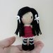 Bomboniera bimba Battesimo, comunione,cresima, compleanno bambolina capelli neri amigurumi portachiavi.