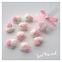 Segnaposto con confetti decorati con rose,  per battesimo,  comunioni,  cresima e matrimoni 