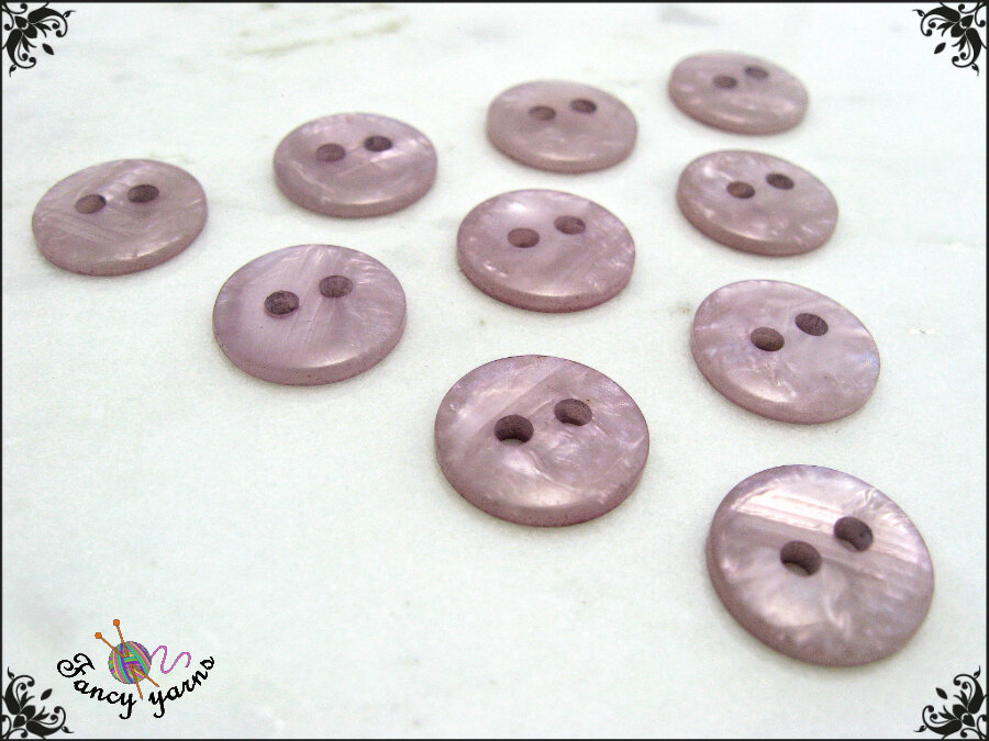 100 Bottoni Rotondi In Resina Acrilica, 2 Fori, 9 Mm, Colore Dark Pink