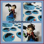 Decorazioni Mary Poppins in zucchero per torta e cupcakes