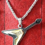 Collana Chitarra In Acciaio Inox BAMAY – Ciondolo Strumento Musicale (Violino/Pianoforte) – Gioiello Ipoallergenico Per Musiciste E Amanti Della Musica