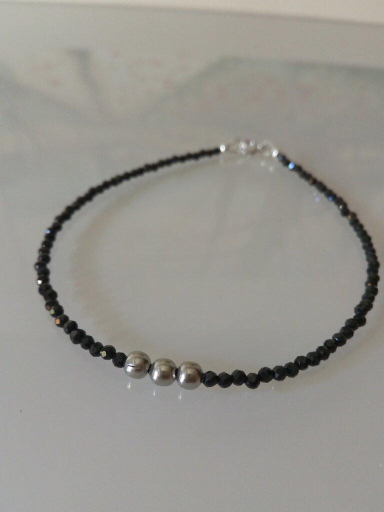 Perline Tonde In Spinello Nero Sfaccettato Di Qualità, 1 X 2 Mm/2 - Foto 2