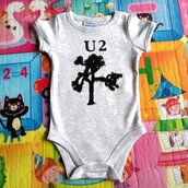 U2 body bebe, dipinto a mano, body personalizzati per bambino e bambina, vestiti neonato
