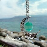 Collana con ciondolo luna argento mezzaluna farfalla blu