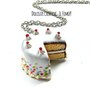 Collana torta di compleanno - vanilla birthday cake - vaniglia - idea regalo, pan di spagna, confetti, panna -miniature dollhouse handmade