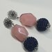 Orecchini pendenti "Filigrana e Uncinetto"  argento, blue e rosa