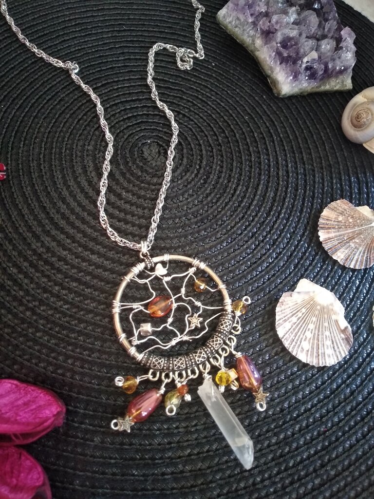 Collana Con Perline Di Cristallo Di Rocca E Ciondolo Cuore In Pietra - Nupuyai, Lunghezza 49-50 Cm, Regalo Per Donna, Amore E Guarigione