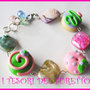 Bracciale fimo cernit ciambelle donut dolcetti rosa maxi perle charm