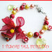 Bracciale topino rosso idea regalo fiori perle primavera