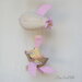 Giostrina coniglietta in dirigibile/Giostrina neonata rosa avorio coniglietta/Decor cameretta coniglietta