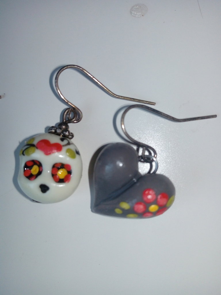 FFWTPY Orecchini di Halloween Scheletro Orecchini Pendenti a Cuore Rosso con Teschio Gioielli di Halloween per Le Donne Ragazze Costume di Halloween Decorazione per Feste