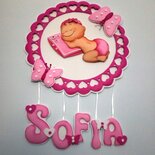 Fiocco nascita Sofia, dolce  bambina e farfalle.