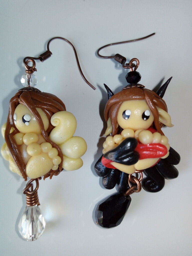 Orecchini Alchemy Gothic Lilith - Pendenti Diavolo E Luna, Peltro Argento, In Omaggio Sacchettino