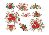 Pes christmas bouquet embroidery design, fiori di Natale ricamo digitale. INSTANT DOWNLOAD