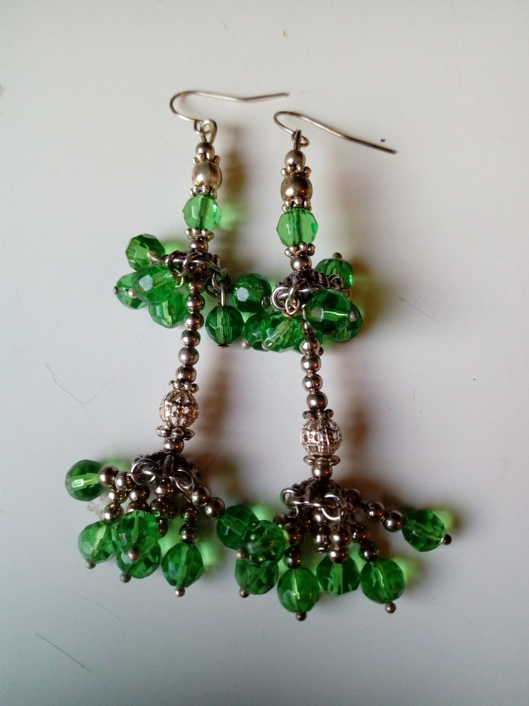 Orecchini Con Quarzo Azzurro E Pendente Di Angelite Azurra - Vintage - Foto 5