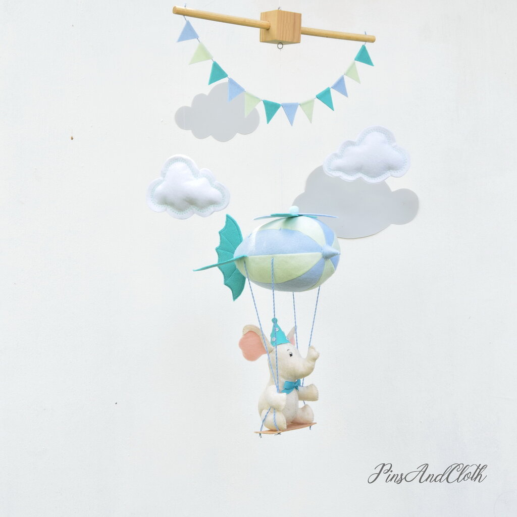 Giostrina Per Culla In Legno E Feltro - Mobile Con Animali Per Neonati 0-12 Mesi (Elefante, Giraffa) - Foto 6