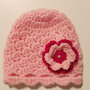 Cappellino bimba uncinetto, fatto a mano, cappellino con fiore, berretto lana,