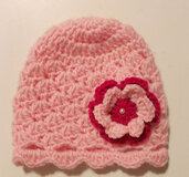 Cappellino bimba uncinetto, fatto a mano, cappellino con fiore, berretto lana,