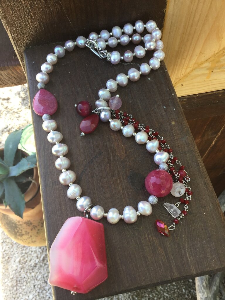 Collane Con Perle Di Fiume Piccole OFFERTA! Collana con perle di fiume rosa - Gioielli - Collane - di