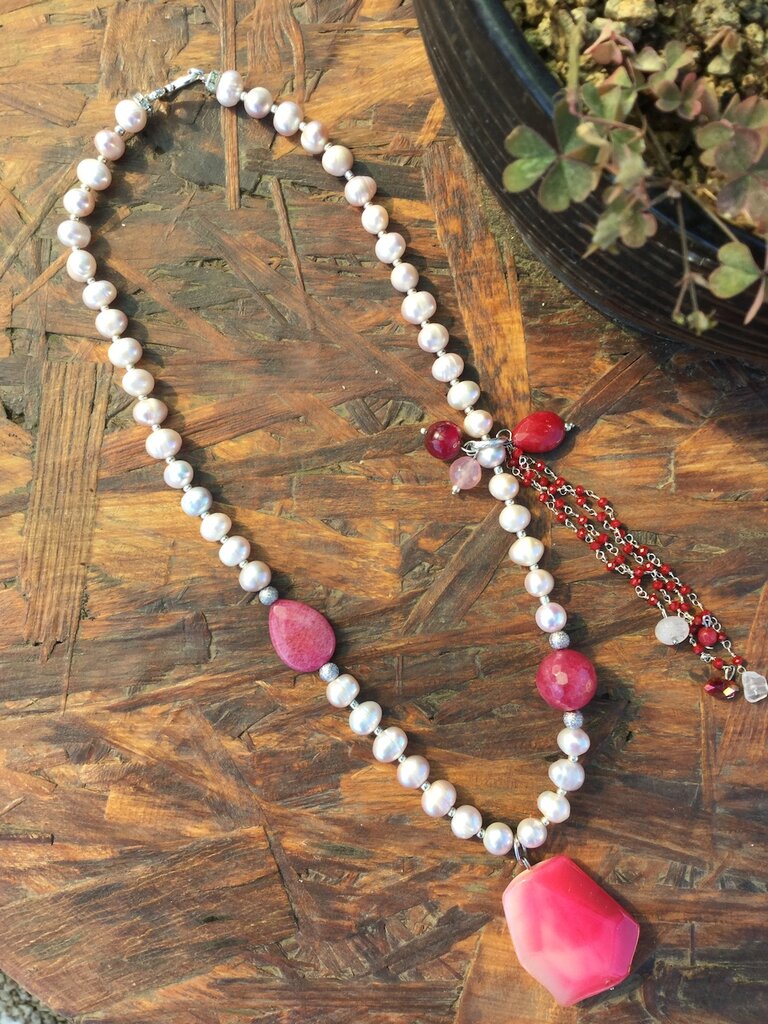 Collane Con Perle Di Fiume Piccole OFFERTA! Collana con perle di fiume rosa - Gioielli - Collane - di