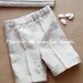 Pantaloni bambino/pantaloncini neonato Battesimo puro lino color sabbia fatti a mano