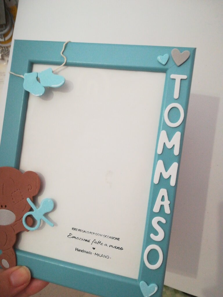 Regalo Nascita Orsetto Quadretto Personalizzato Per Nascita Social Crazy - Cornice Bianca 20x31 Cm Con Orsetto Per Bimbo/a Quadretto Nascita Personalizzato - 8