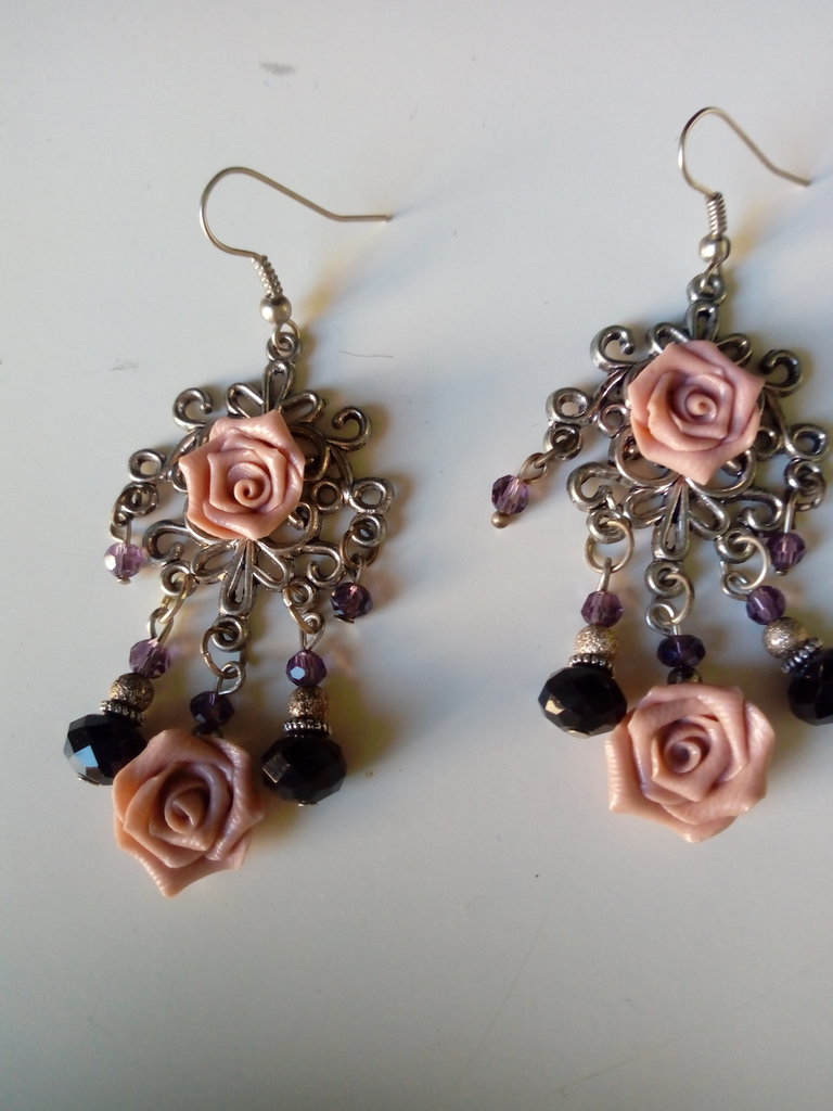 Swarovski - Orecchini pendenti Gema, Taglio misto, Fiore, Rosa, Placcato rodio Ref. 5658397 - SWAROVSKI - gioiellerie