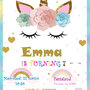 Invito compleanno unicorno personalizzato DIGITALE party invitation download immagine da stampare