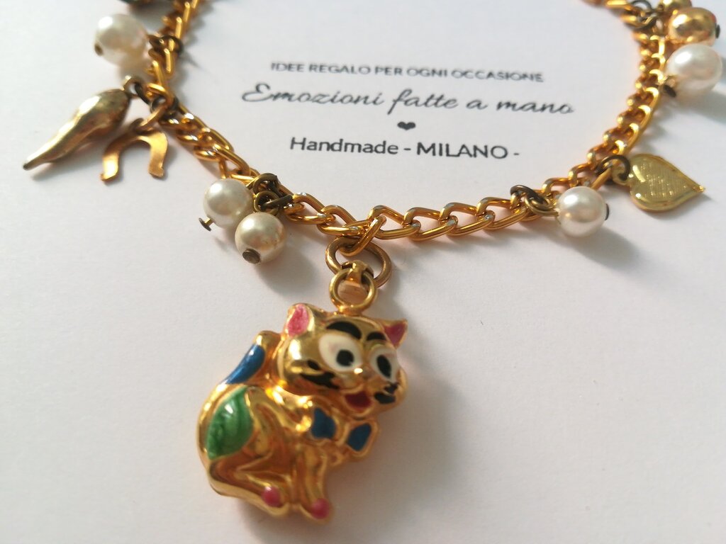 Braccialetti Portafortuna Gatto - 3 Pezzi In Ceramica Con Campana, Regolabili, Per Donna - Foto 10