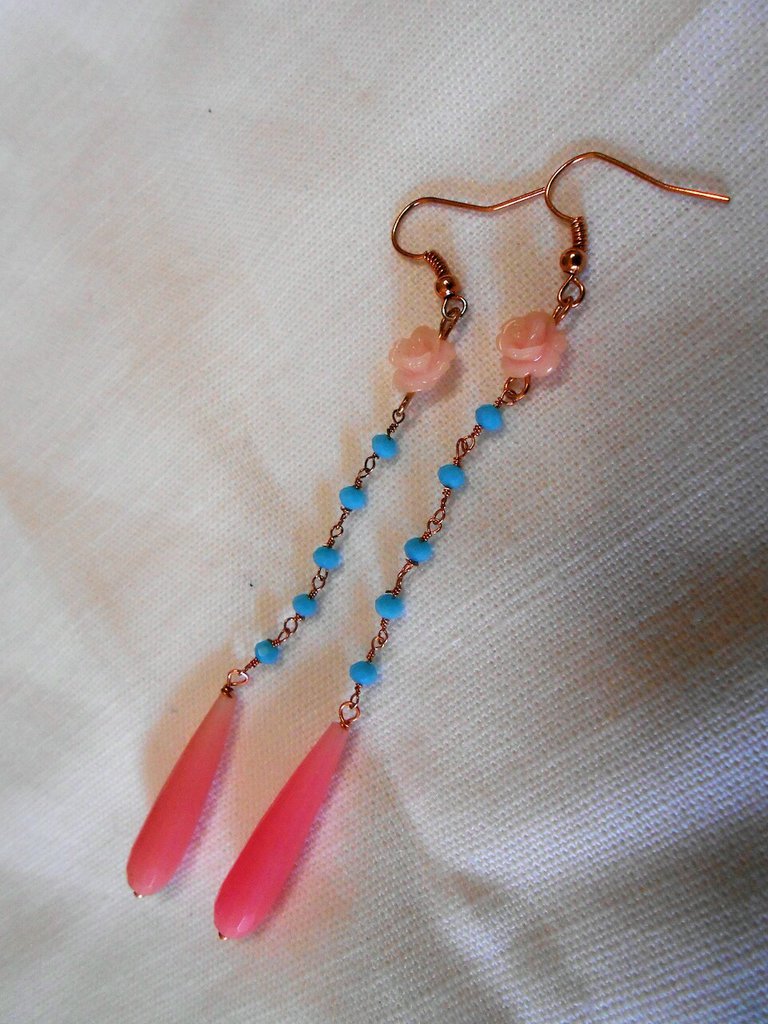 Orecchini Lunghi In Pietra Rosa - Gioielli - Orecchini - Di Marika - Foto 8